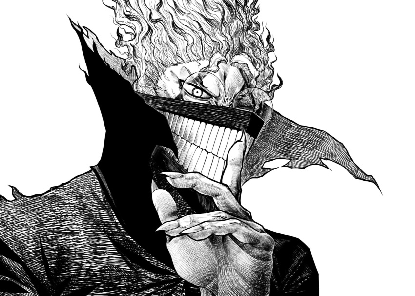 1boy, alternate_form, dandadan, facial_mark, finger_to_mouth, fingernails, gakuran, glasses