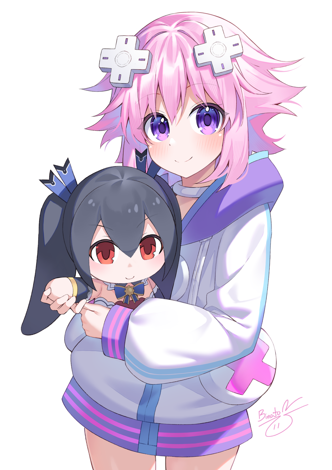 1girl, artist_name, binato_lulu, black_hair, blush, character_doll, choker, closed_mouth