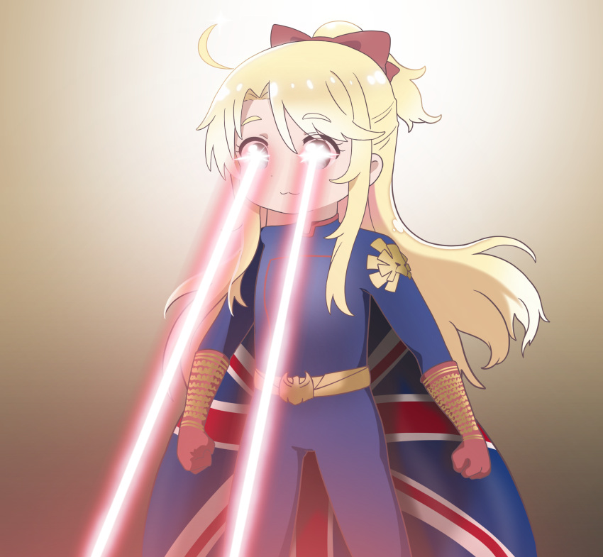 1girl, :3, absurdres, akaki_aoyama, belt, blonde_hair, bodysuit, bow