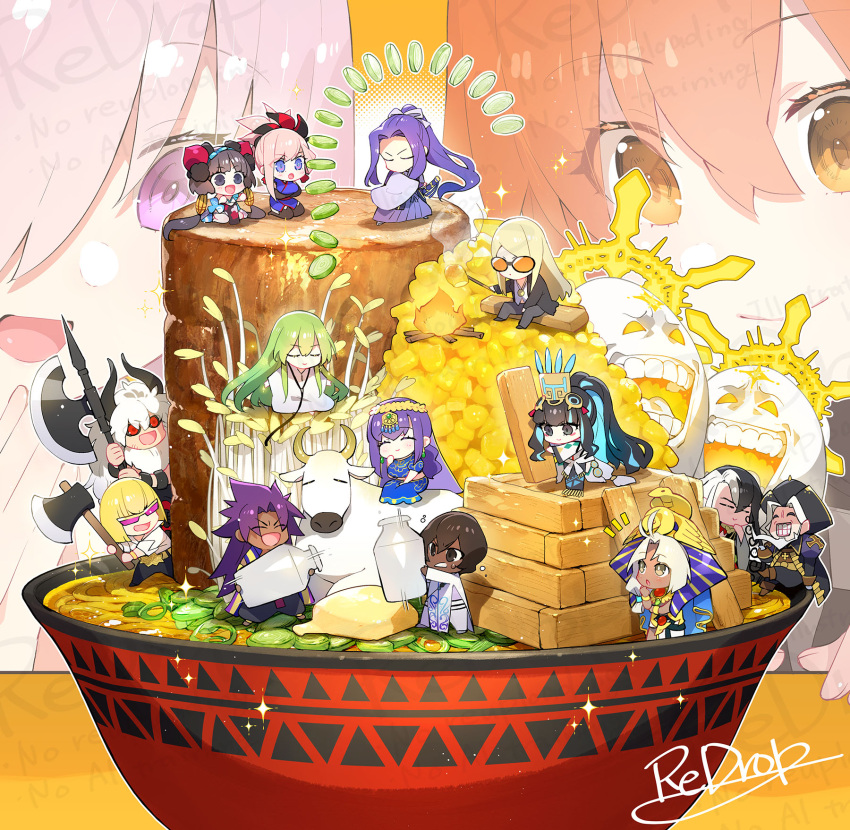 1other, 6+boys, 6+girls, :d, ancient_egyptian_clothes, arjuna_(fate), ashiya_douman_(fate), asterios_(fate)