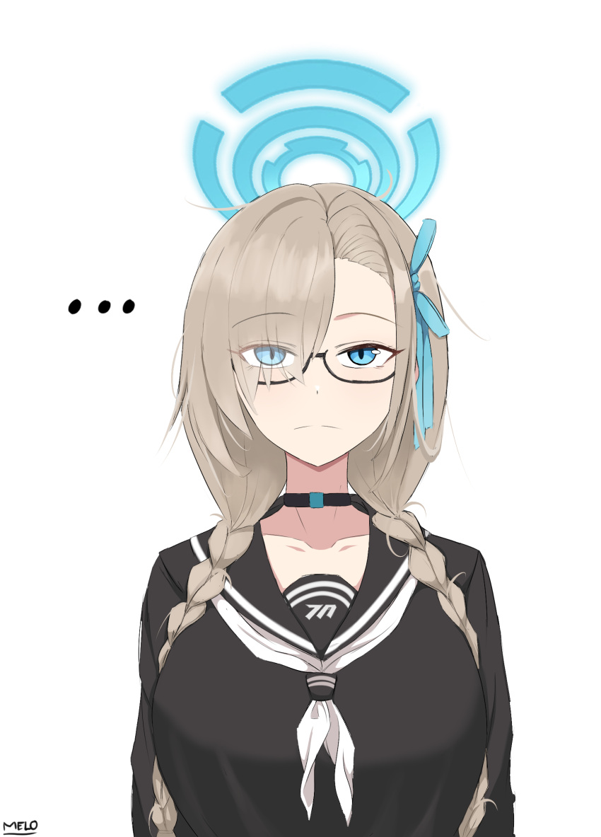 ..., 1girl, asuna_(blue_archive), black_choker, black_sailor_collar, black_shirt, blue_archive, blue_eyes