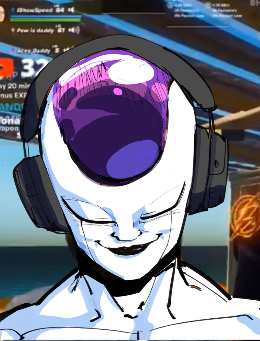 1boy, alien, black_lips, closed_eyes, colored_skin, corrupted_twitter_file, dragon_ball, dragon_ball_z