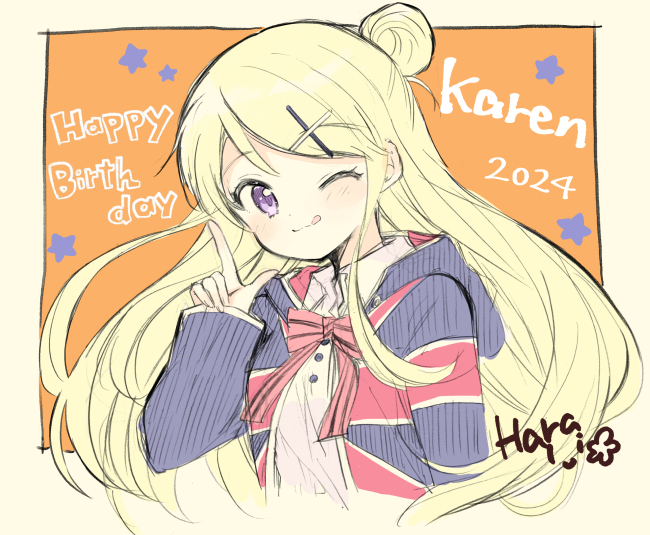 1girl, 2024, artist_name, blonde_hair, buttons, character_name, collared_shirt, commentary_request