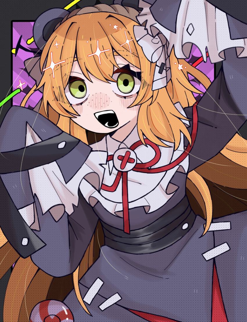 1444tmt, 1girl, :d, animal_ears, bear_ears, blush, bow, collared_dress