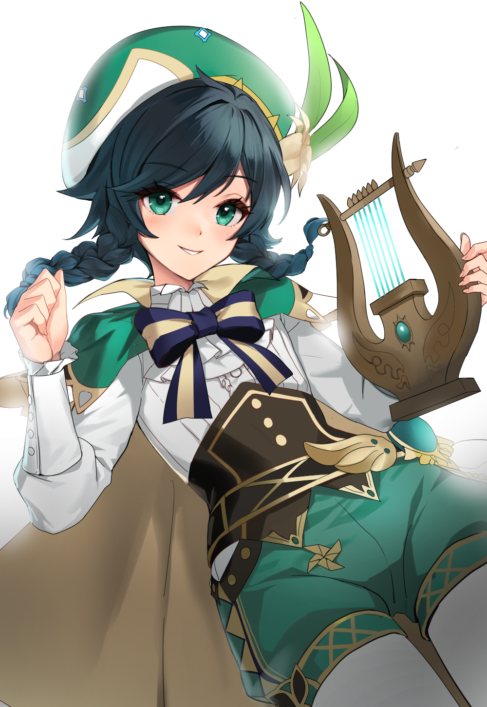1boy, beret, black_hair, blue_bow, blue_bowtie, blush, bow, bowtie