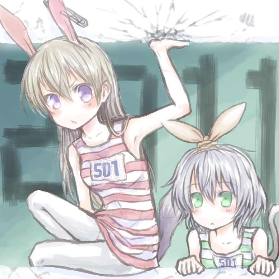 animal_ears, armpits, blonde_hair, blue_eyes, blush, bunny_ears, eila_ilmatar_juutilainen, green_eyes