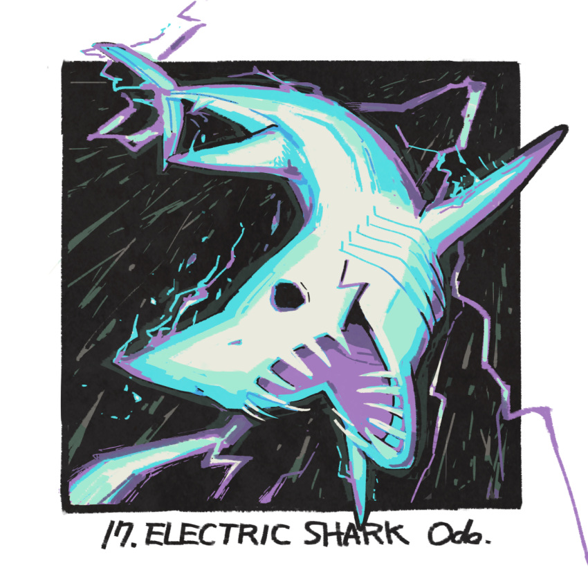 animal, animal_focus, artist_name, black_border, border, commentary, electricity, english_commentary