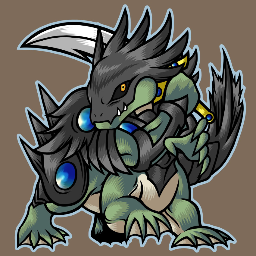 alien, alien_shocktrooper, armor, centauroid, chibi, duel_monster, exoskeleton, fangs