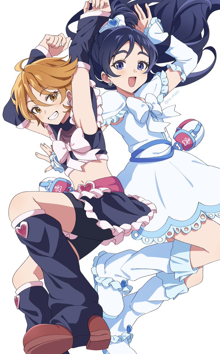 cure_black, cure_white, earrings, futari_wa_precure, hair_ribbon, heart, heart_earrings, jewelry