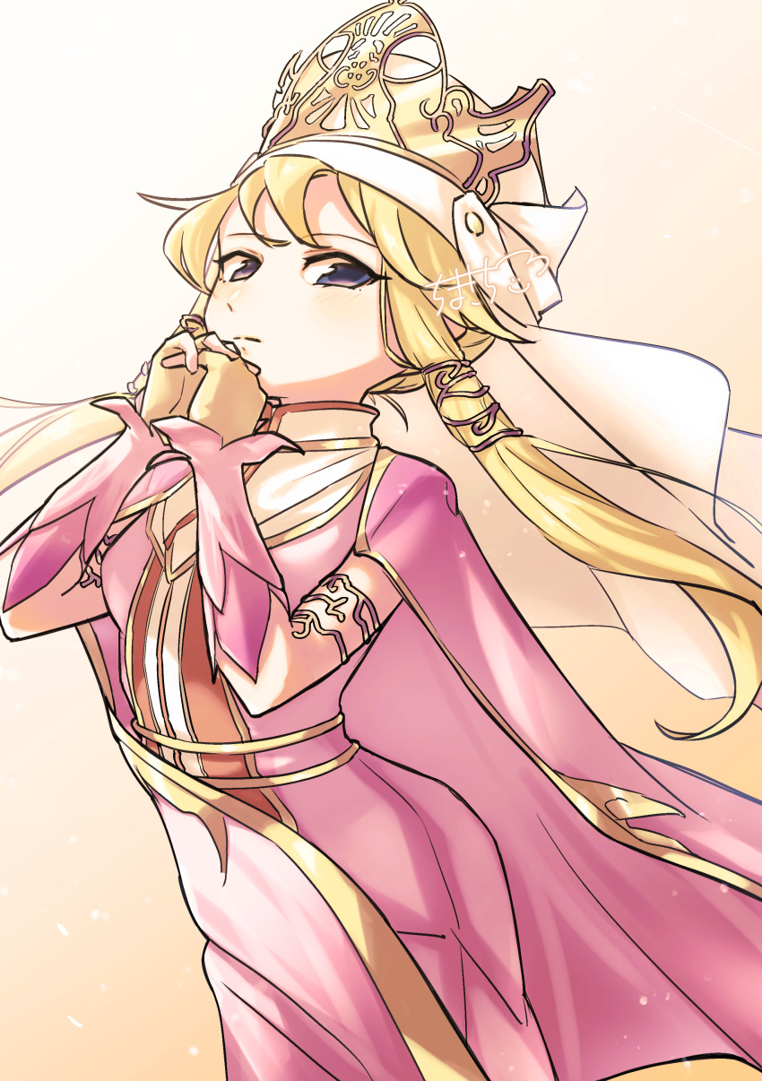 1girl, absurdres, arm_tattoo, blonde_hair, blue_eyes, breasts, crown, elicia_(luminous_arc_2)