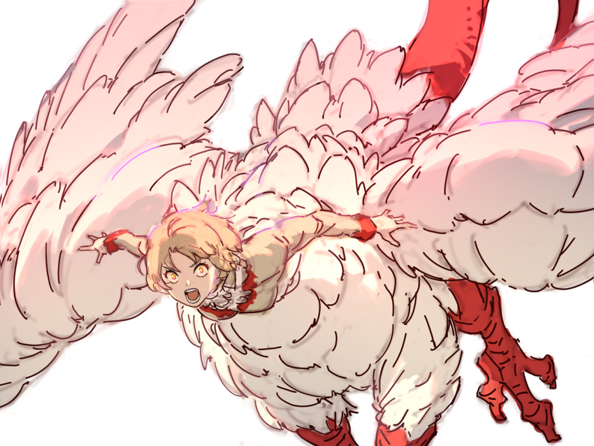 1girl, blonde_hair, blood, blood_on_clothes, body_fur, centauroid, commentary, dungeon_meshi