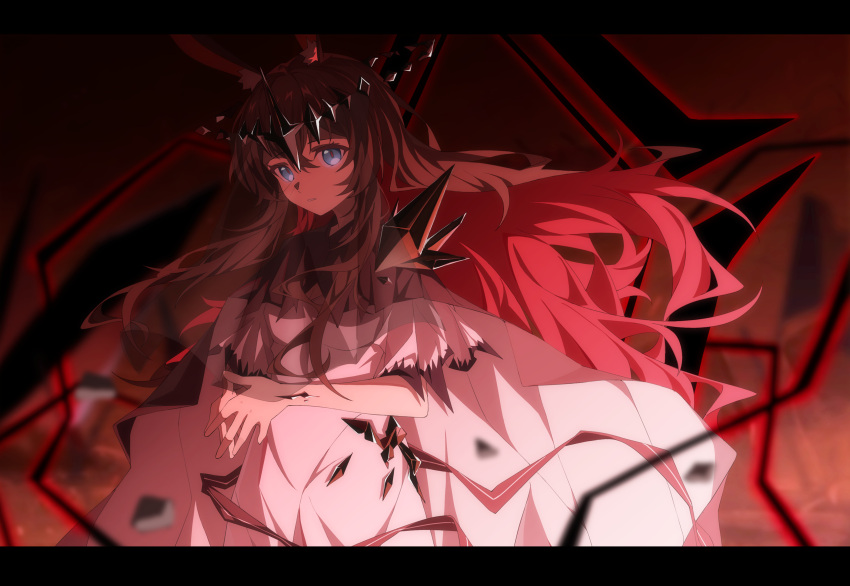 1girl, absurdres, amiya_(arknights), animal_ears, arknights, blue_eyes, brown_hair, closed_mouth