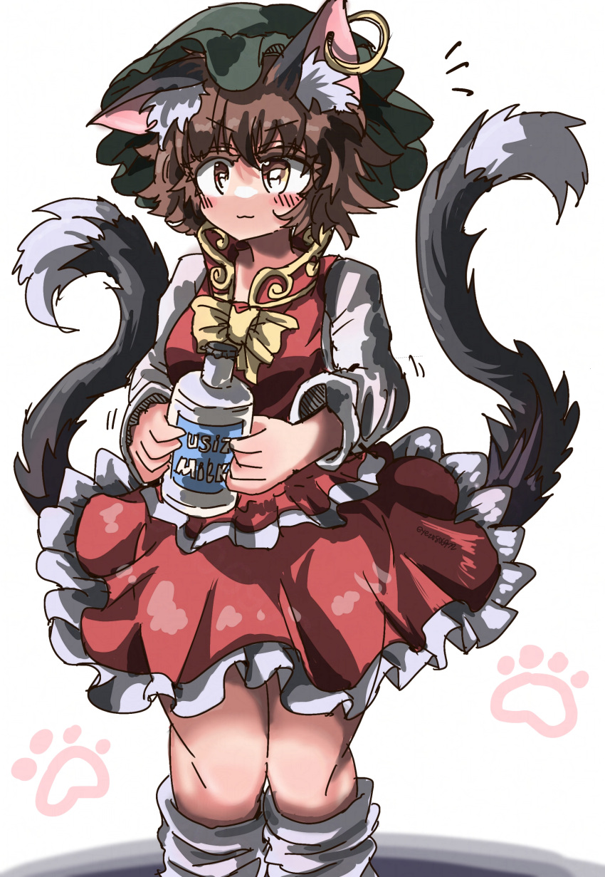 1girl, :3, absurdres, animal_ear_fluff, animal_ear_piercing, animal_ears, blush, bottle