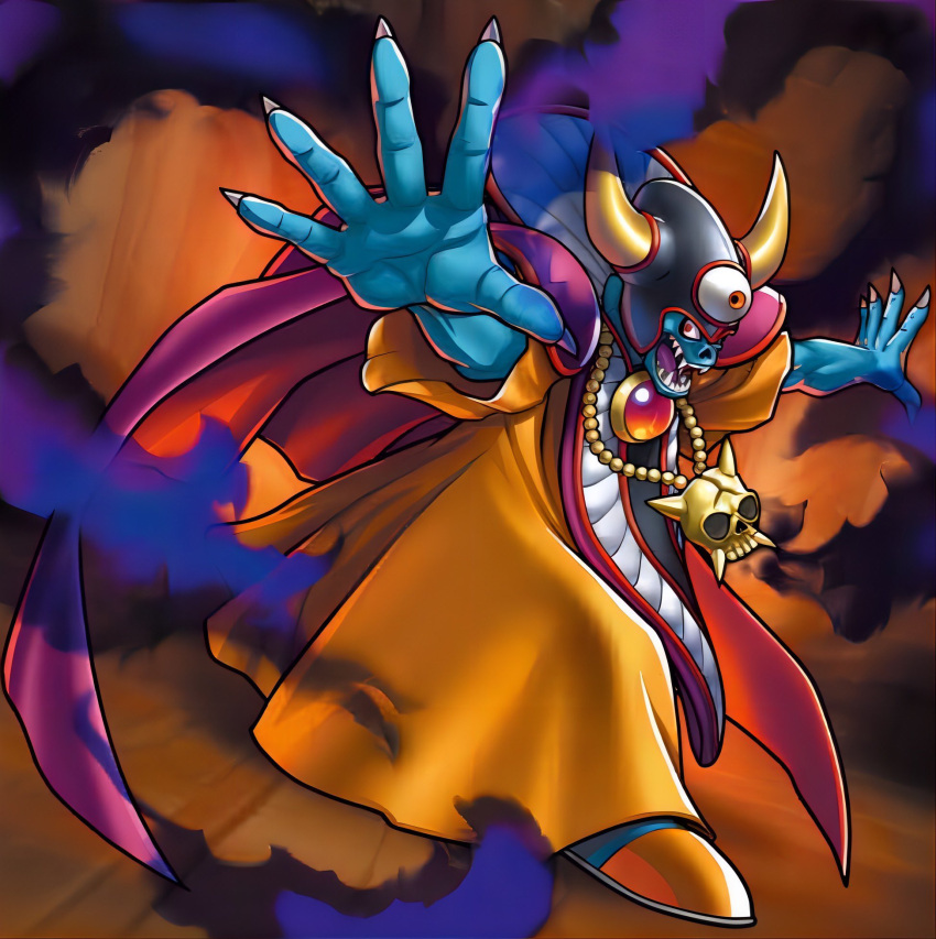 1boy, artist_request, blue_skin, cape, colored_skin, dragon_quest, dragon_quest_iii, dragon_quest_rivals