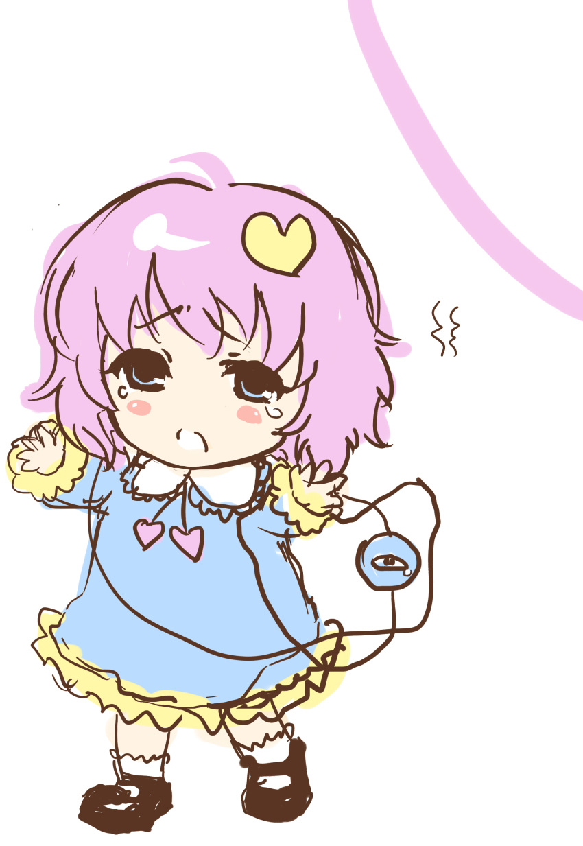 absurdres, blush_stickers, child, heart, highres, komeiji_satori, sketch, solo