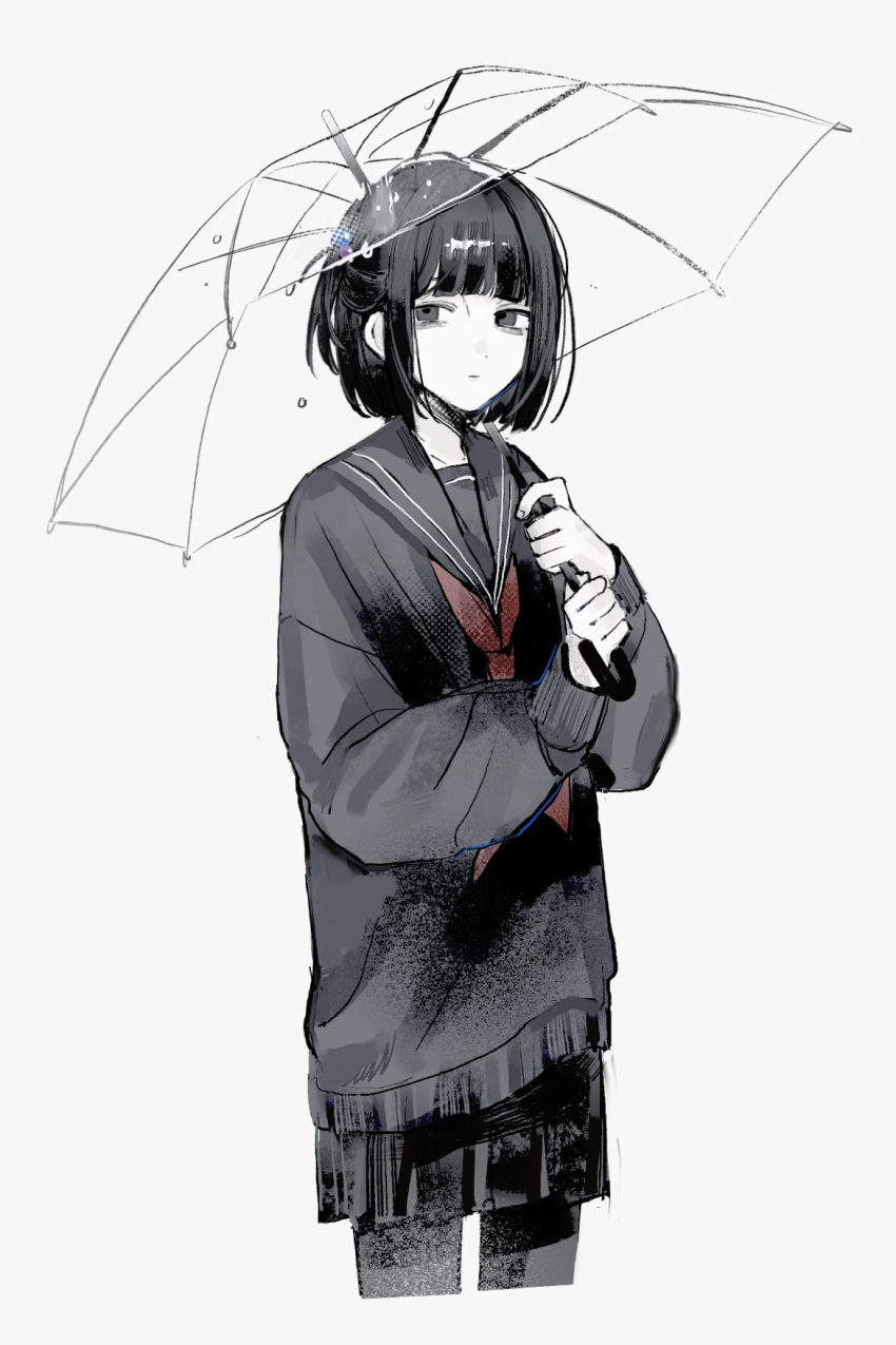 1girl, :|, amemori_sayo, bags_under_eyes, beads, black_eyes, black_hair, black_pantyhose