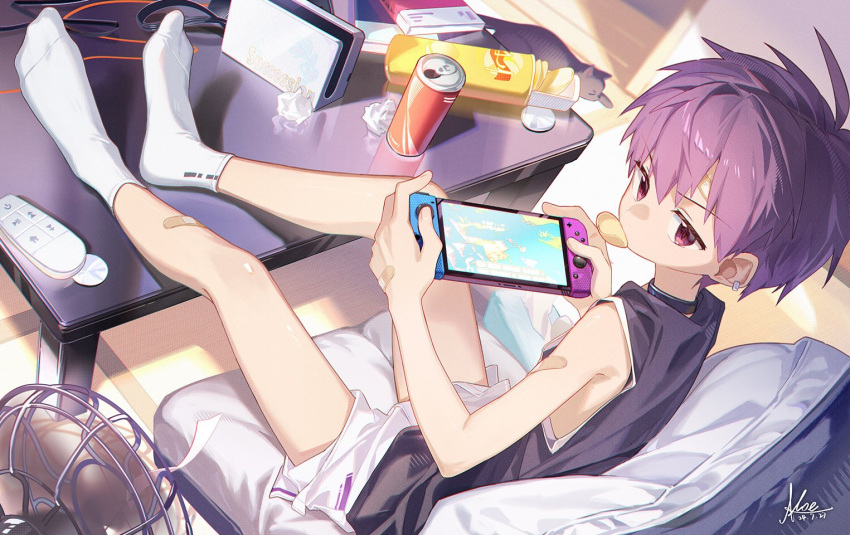 1boy, animal, bandaid, bandaid_on_leg, black_cat, black_hair, black_socks, book
