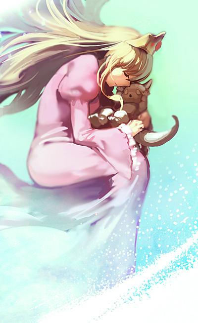 1girl, aruk, blonde_hair, blue_background, closed_eyes, closed_mouth, crown, floating_hair