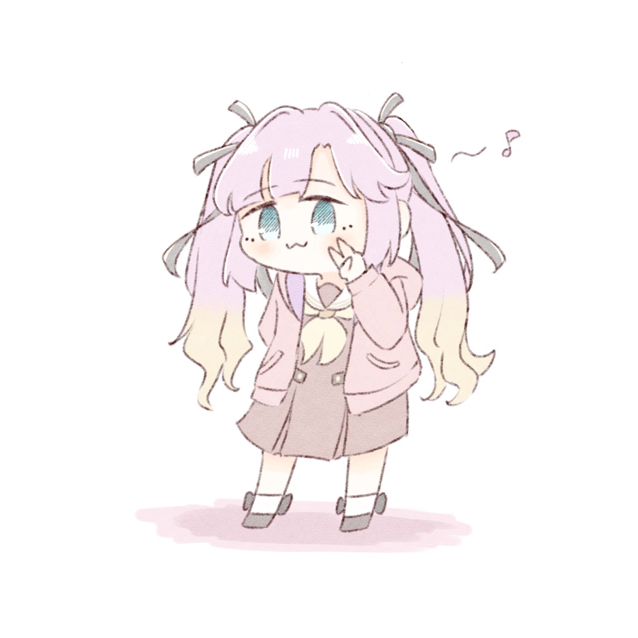 1girl, :3, alternate_hairstyle, ameno_ryuu, anyoji_hime, black_bow, black_footwear, black_ribbon