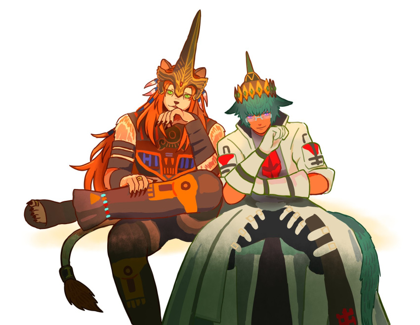 1boy, 1girl, 50qianmi, animal_ears, brother_and_sister, cat_ears, cat_tail, coat