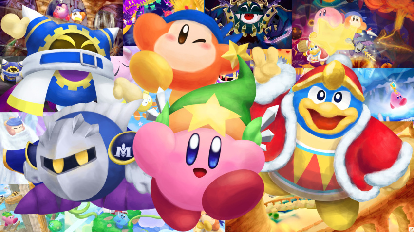 ^_^, absurdres, animal_ears, armor, bandana, bandana_waddle_dee, beak, beanie