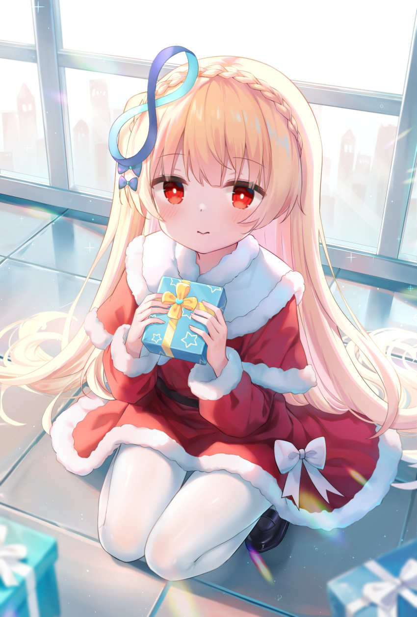 1girl, :>, absurdres, belt, benghuai_xueyuan, black_belt, black_footwear, blonde_hair
