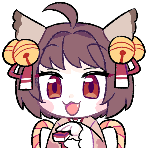 1girl, :3, ahoge, animal_ears, bell, blush, brown_eyes, brown_hair, cat_ears, cat_girl, chibi, chibi_only, commentary_request, fang, hair_bell, hair_ornament, hair_ribbon, holding, holding_mahjong_tile, ichihime, japanese_clothes, jingle_bell, kimono, korean_commentary, long_sleeves, looking_at_viewer, lowres, mahjong_soul, mahjong_tile, open_mouth, pink_kimono, red_ribbon, ribbon, short_hair, simple_background, smile, solo, upper_body, uyubissa, white_background