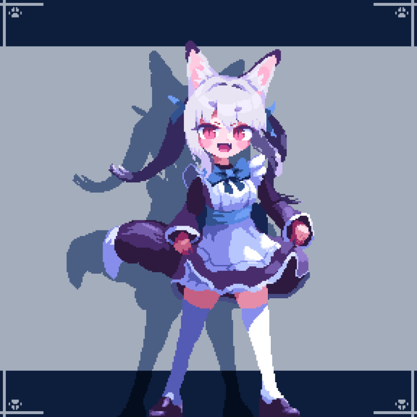 1girl, animal_ear_fluff, animal_ears, animated, animated_gif, apron, birdman46049238, black_dress