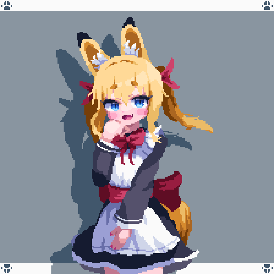 1girl, animal_ears, animated, animated_gif, apron, birdman46049238, blonde_hair, blue_eyes