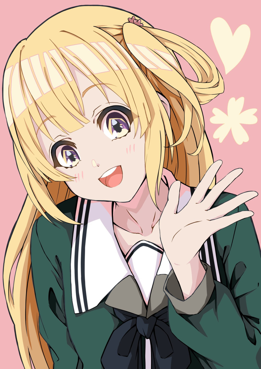 1girl, 22/7, black_bow, black_bowtie, blonde_hair, bow, bowtie, collarbone