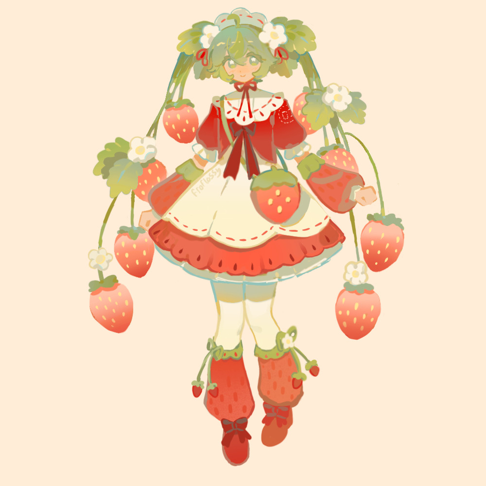 1girl, flower, froflossy, green_eyes, green_hair, hatsune_miku, leaf, leg_warmers