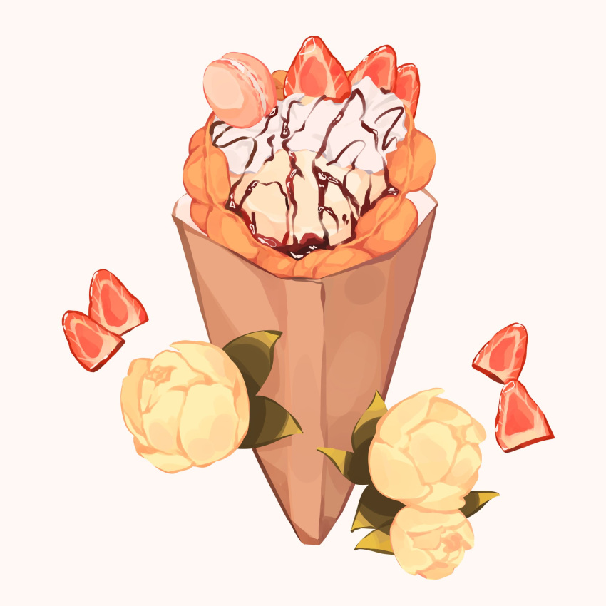 commentary, crepe, dessert, english_commentary, flower, food, food_wrapper, fruit