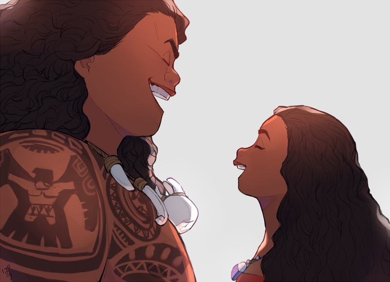 1boy, 1girl, arm_tattoo, brown_hair, chest_tattoo, dark-skinned_female, dark-skinned_male, dark_skin