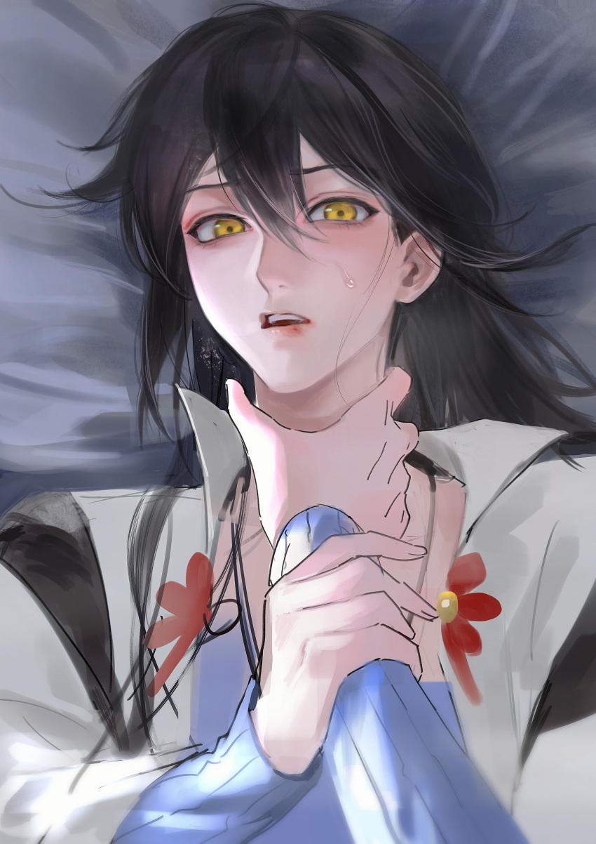 absurdres, black_hair, chinese_clothes, dong_fang_xian_yun, highres, holding_hands, long_hair, long_sleeves