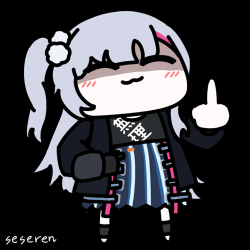 1girl, animated_gif, girls_frontline, long_hair, mdr_(girls_frontline), middle_finger, seseren