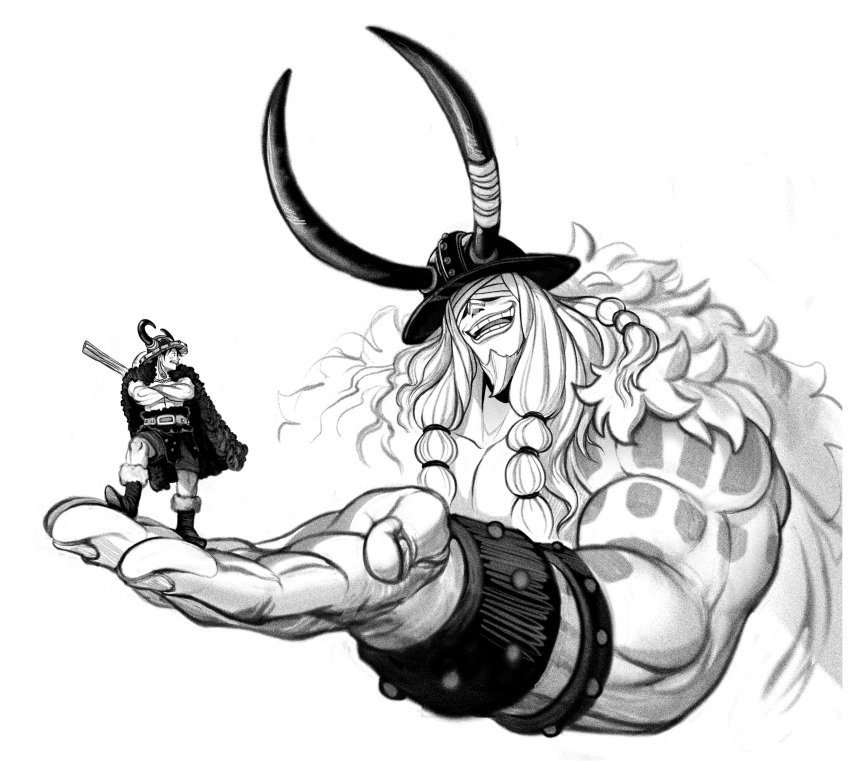 2boys, absurdres, arm_tattoo, armlet, bandages, bandages_over_eyes, black_coat, black_hair