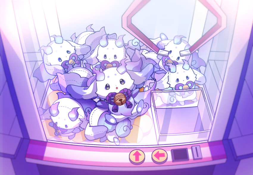 1other, :o, absurdres, arrow_(symbol), bell, character_doll, commentary, crane_game