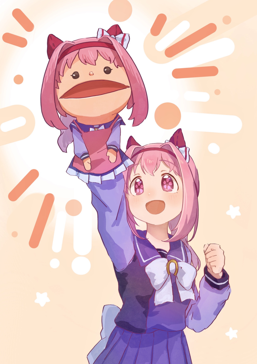 1girl, absurdres, animal_ears, arm_up, blush, breasts, clenched_hand, commentary_request