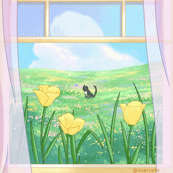 animal_focus, animated, animated_gif, avery_ota, blue_sky, bug, butterfly, cat