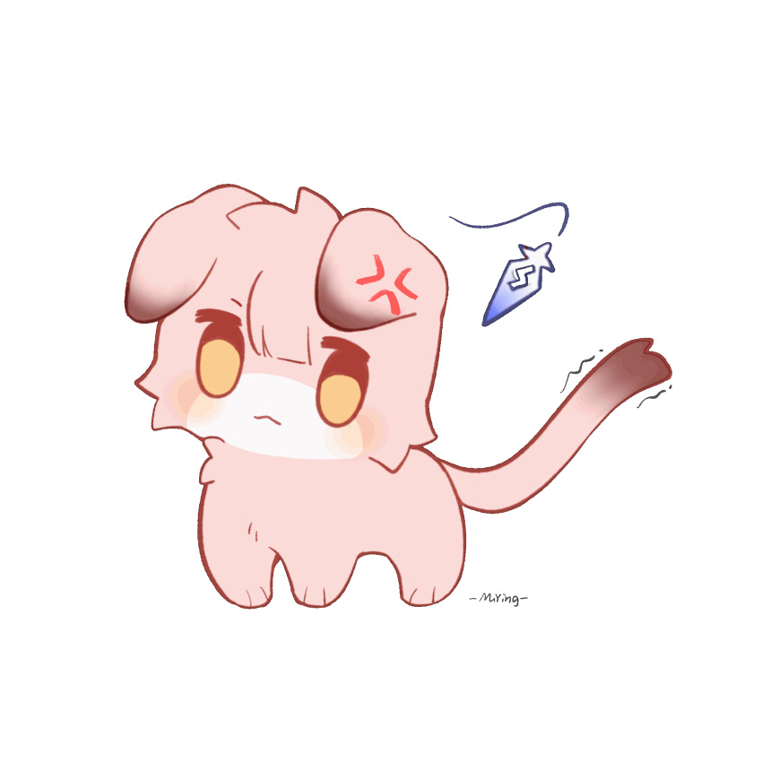 :<, anger_vein, animal, animal_focus, animalization, animated, animated_gif, arknights, cat, chinese_commentary, commentary_request, goldenglow_(arknights), highres, kuroba_ying, orange_eyes, pink_fur