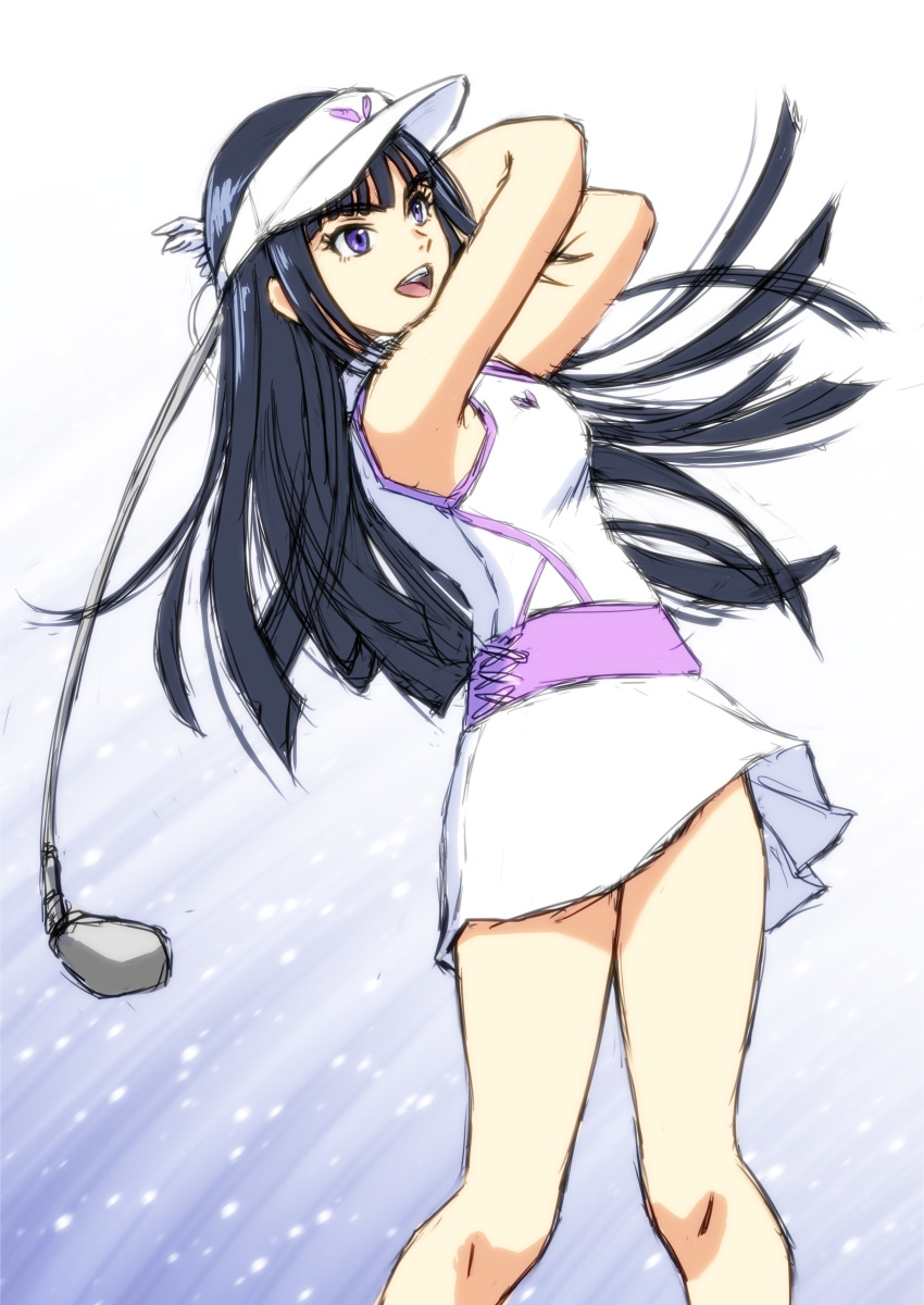 1girl, absurdres, amawashi_aoi, birdie_wing:_golf_girls'_story, black_hair, commentary_request, golf_club, highres