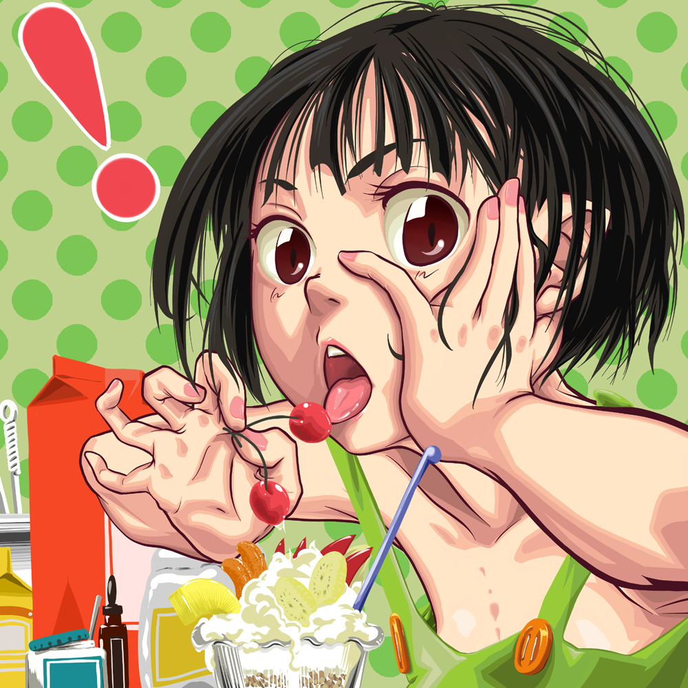eating, food, fruit, holding, holding_fruit, ice_cream, metalzigzag, original