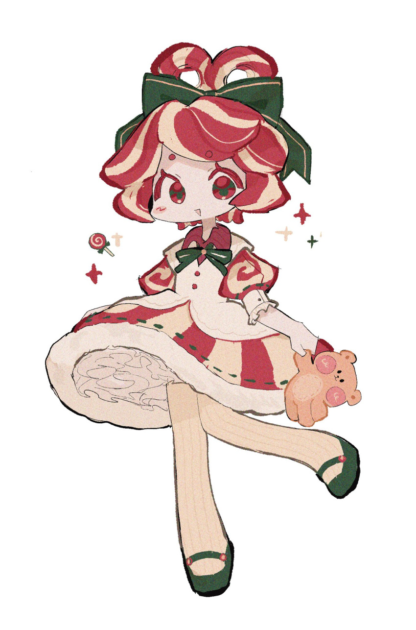 1girl, black_footwear, bow, bowtie, buttons, candy, colored_eyelashes, commentary_request