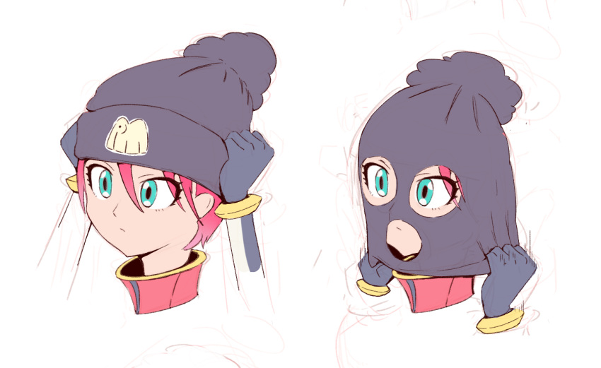 1girl, amate_yuzuriha, aqua_eyes, balaclava, gloves, gundam, gundam_gquuuuuux, hat