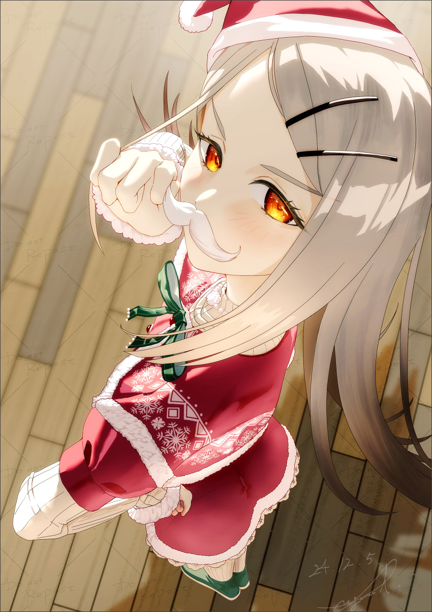 1girl, absurdres, blonde_hair, blush, capelet, commentary_request, dated, dress