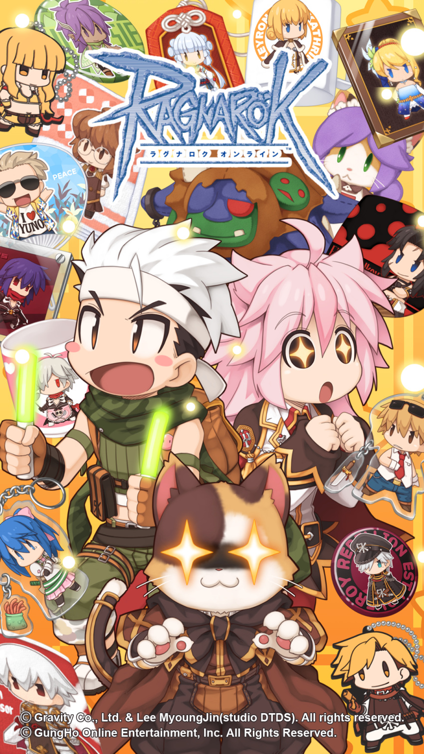 +_+, 1girl, 2boys, :3, ahoge, alexander_digotz, animal_ears, assassin_cross_(ragnarok_online)