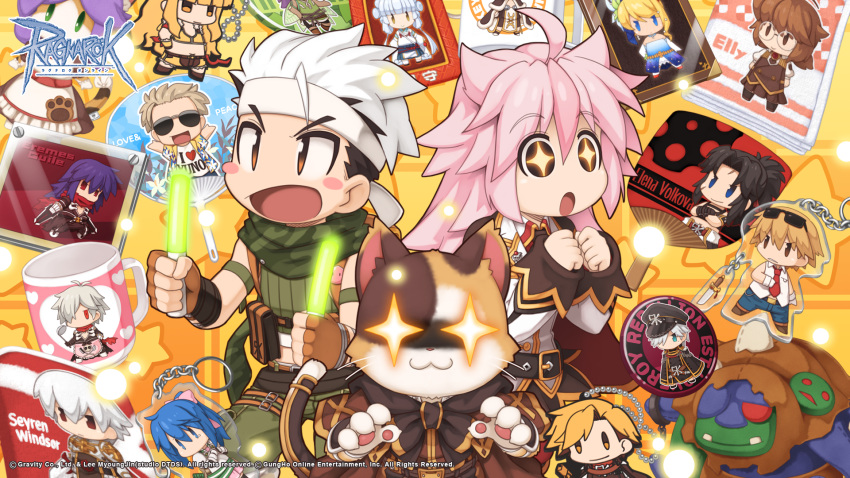 +_+, 1girl, 2boys, :3, ahoge, alexander_digotz, animal_ears, assassin_cross_(ragnarok_online)