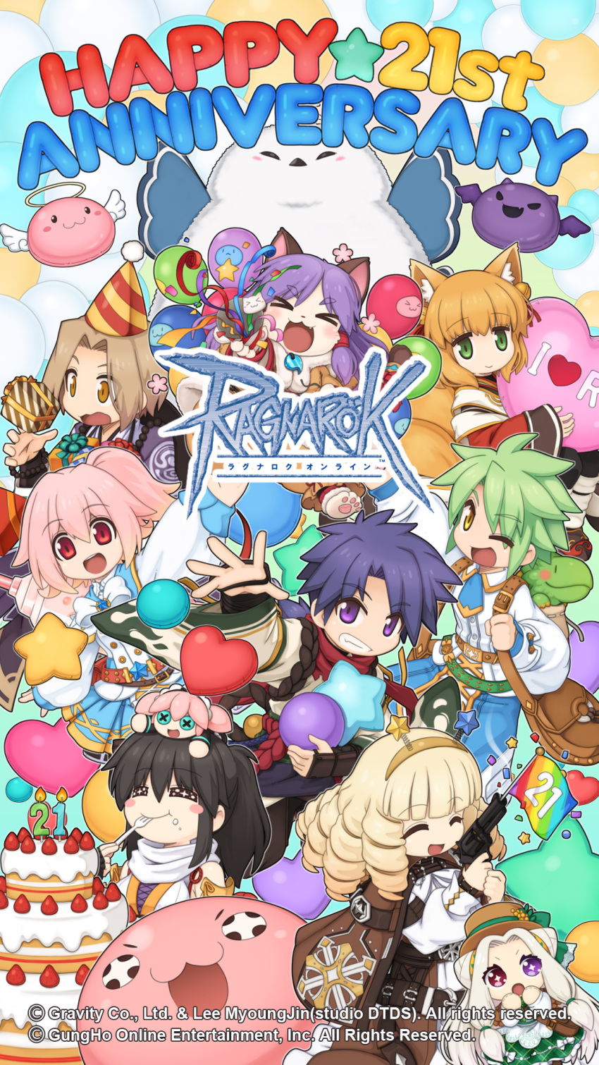 +_+, 3boys, 6+girls, :3, :d, angeling, animal_ears, anniversary