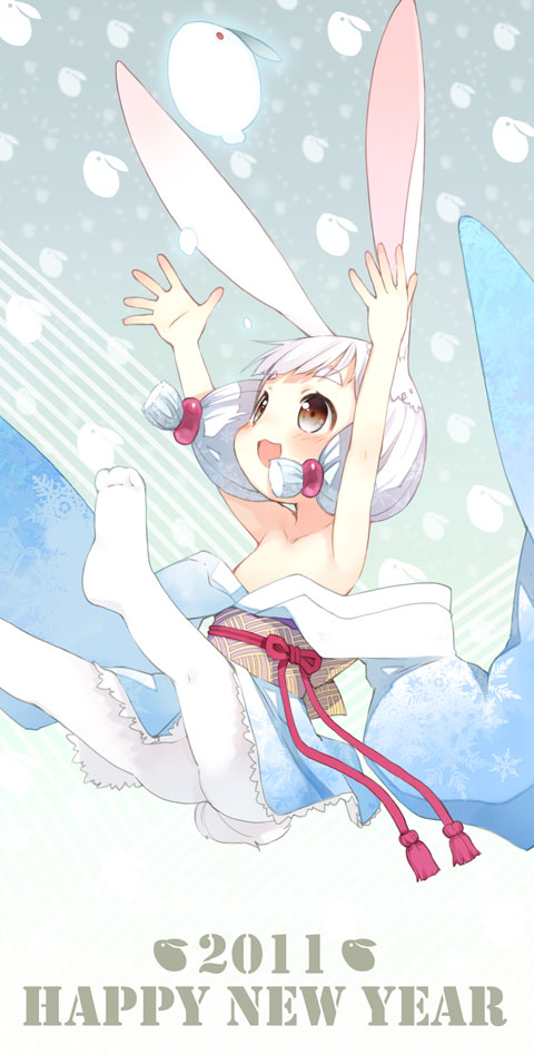 2011, animal_ears, armpits, bad_id, bare_shoulders, blush, bunny, bunny_ears