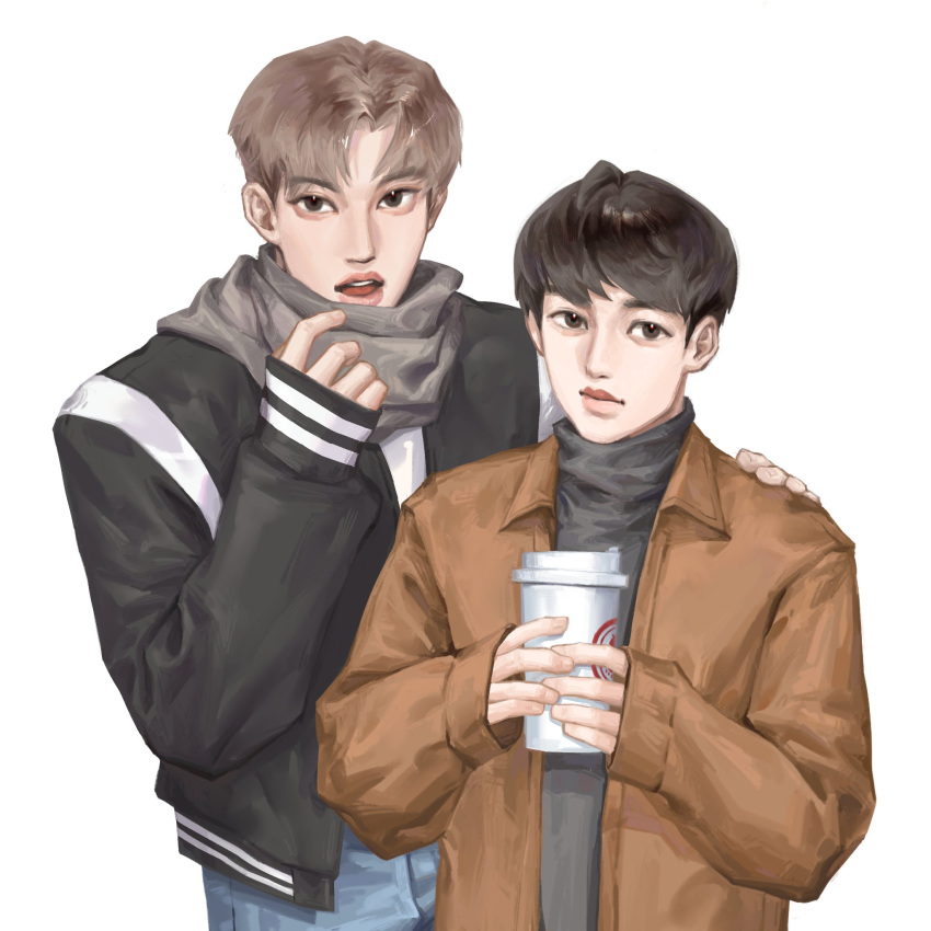 asian, black_hair, brown_hair, d.o._(exo), exo, highres, idol, k-pop, kai_(exo), white_background